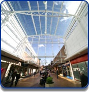 Central view of new glass  roof
